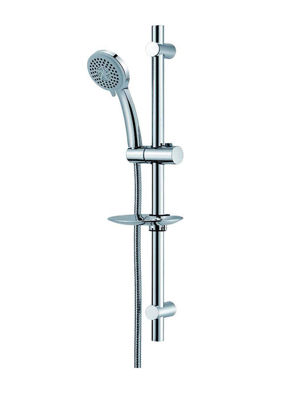 Milano Glory Sliding Bar Shower Kit with 3 Flow Message Set, Silver