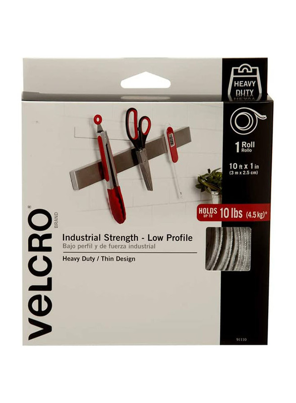 Velcro Heavy Duty Industrial Fastener Thin Design Tape, 120-inch x 1-inch, White