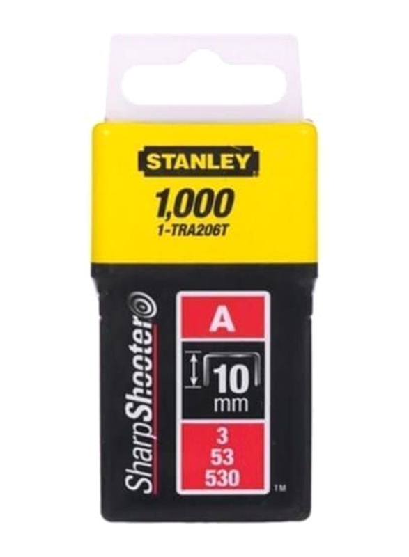 Stanley 10mm Light Duty Type A Staples, 1000 Pieces, 1-TRA206T, Silver