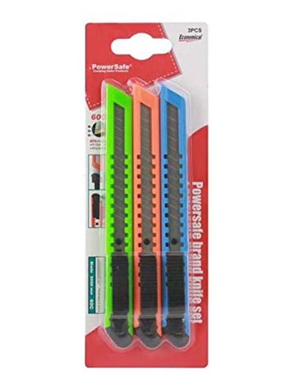 Powersafe 9mm 3-Piece Utility Knife Set, Multicolour