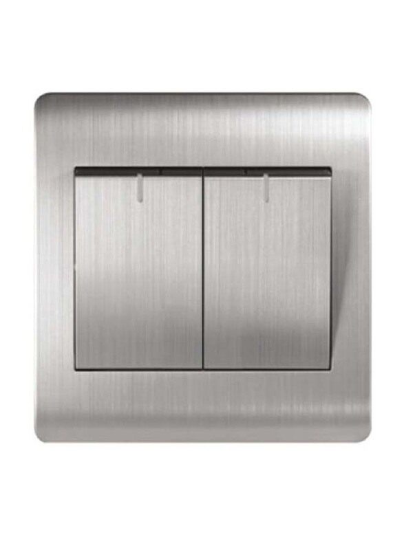 

Milano 16A 2 Gang 1 Way Switch, Silver