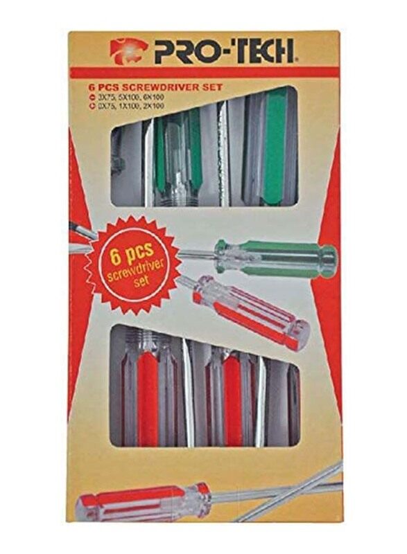 Pro-Tech 6-Piece Screwdriver Set, rst-6set, Green/Red