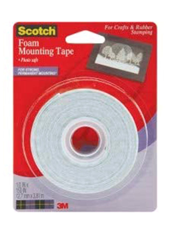 3M Scotch Foam Mounting Tape, 1-inch x 50-inch, 4013, White