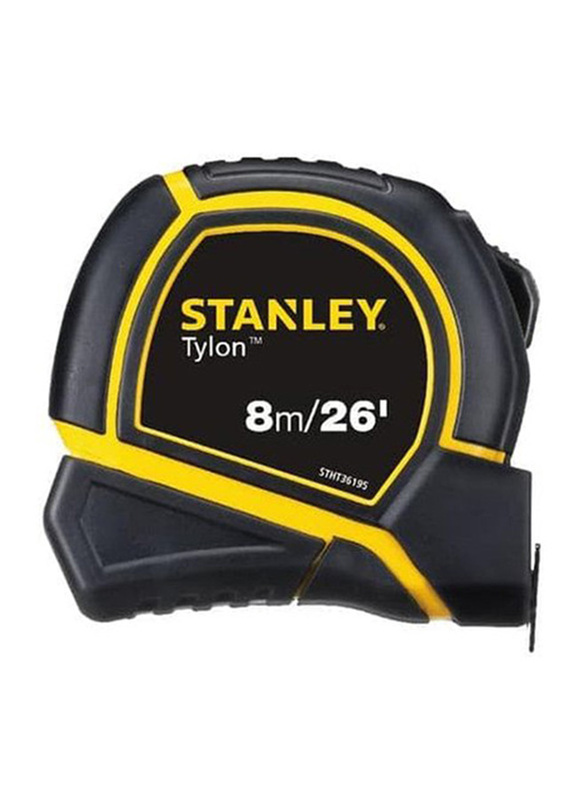 Stanley 8 Meter x 25mm Tylon Short Tape, STHT36195, Black