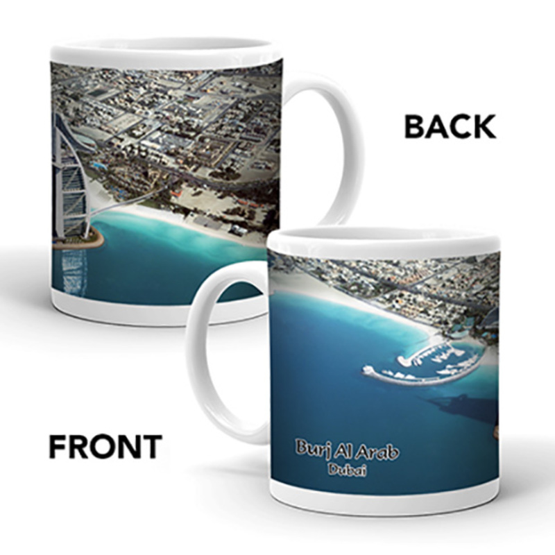 

Ahmed Al Maghribi Perfumes Ajooba Dubai Souvenir Mug Burj Al Arab 0051, White