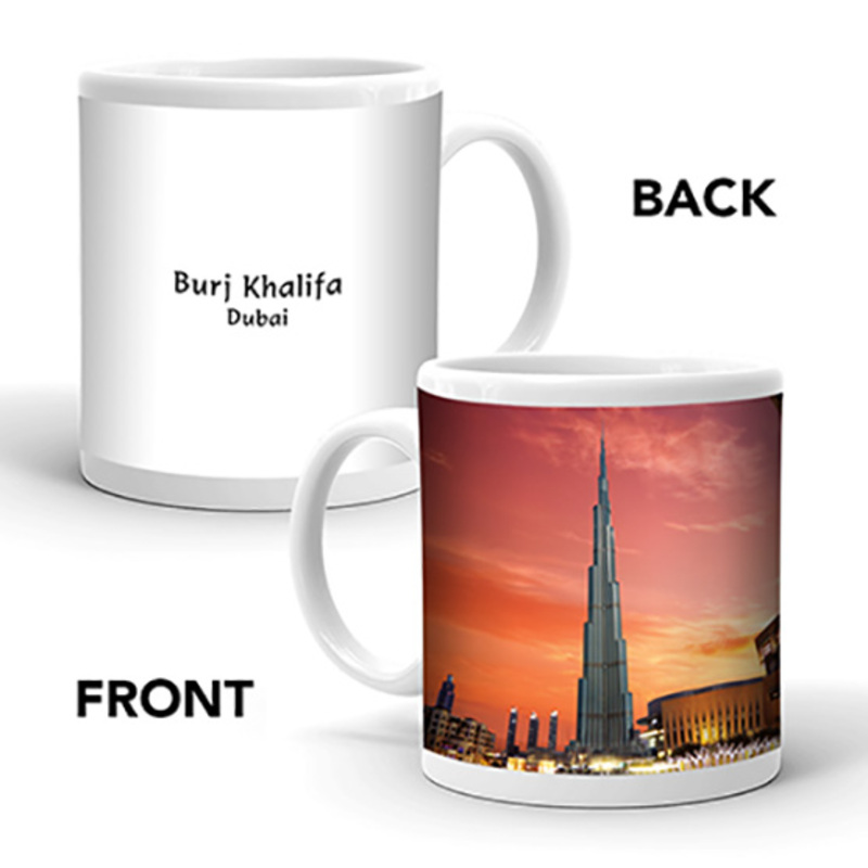 Ajooba Dubai Souvenir Mug Burj Khalifa 0010, White