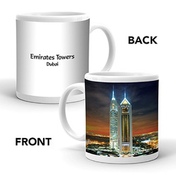 Ajooba Dubai Souvenir Mug Emirates Towers MG 006, White