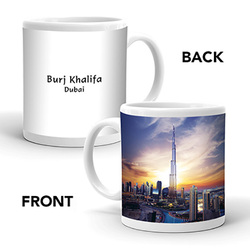 Ajooba Dubai Souvenir Mug Burj Khalifa 0017, White