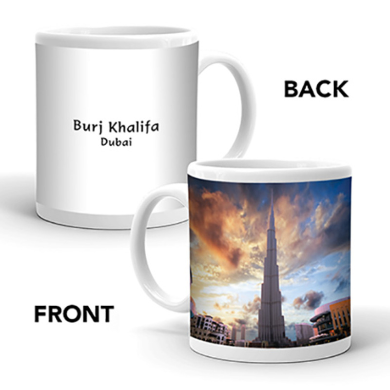 Ajooba Dubai Souvenir Mug Burj Khalifa 0003, White