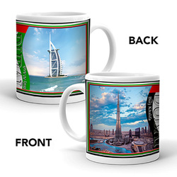 Ajooba Dubai Souvenir Mug Burj Khalifa Burj Al Arab 03, White