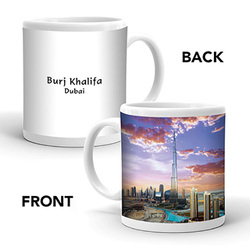 Ajooba Dubai Souvenir Mug Burj Khalifa 0002, White