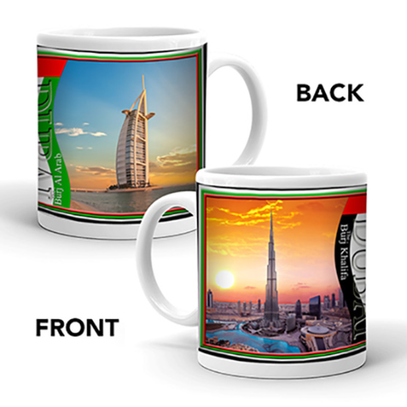 Ajooba Dubai Souvenir Mug Burj Khalifa Burj Al Arab 02, White