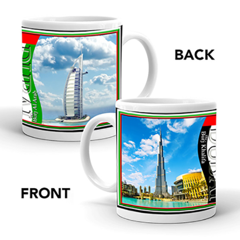 Ajooba Dubai Souvenir Mug Burj Khalifa Burj Al Arab 08, White