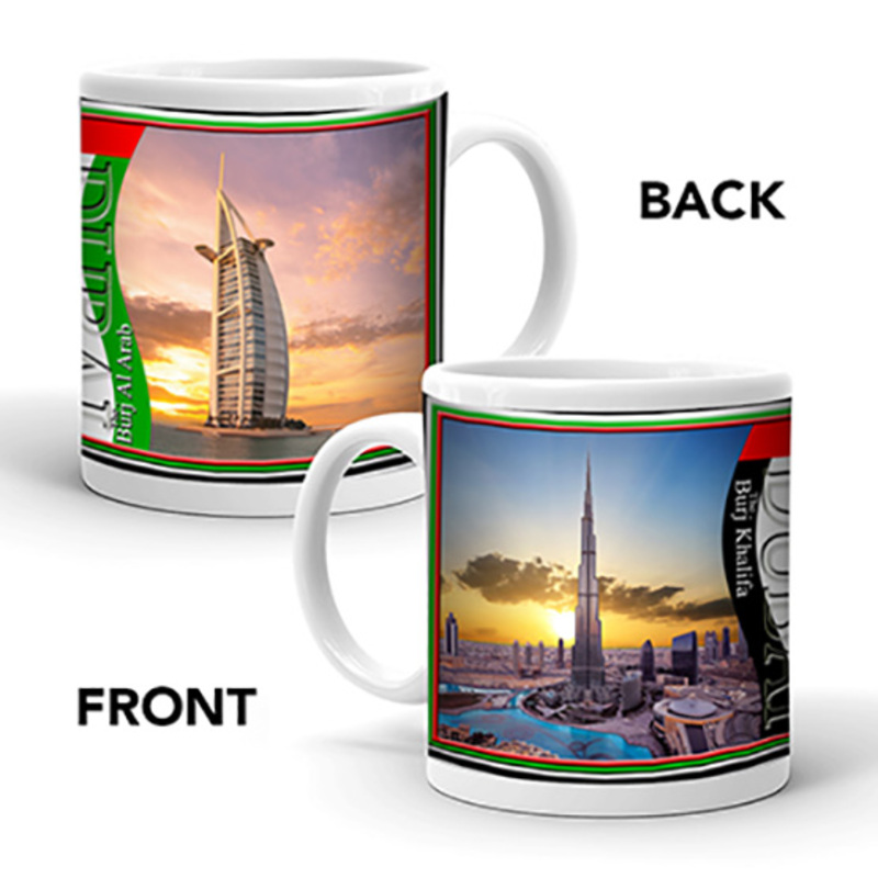 Ajooba Dubai Souvenir Mug Burj Khalifa Burj Al Arab 06, White