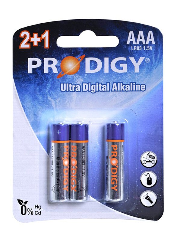 

Prodigy LR03UD Alkaline, 2+1B AAA, 3 Pieces, Silver