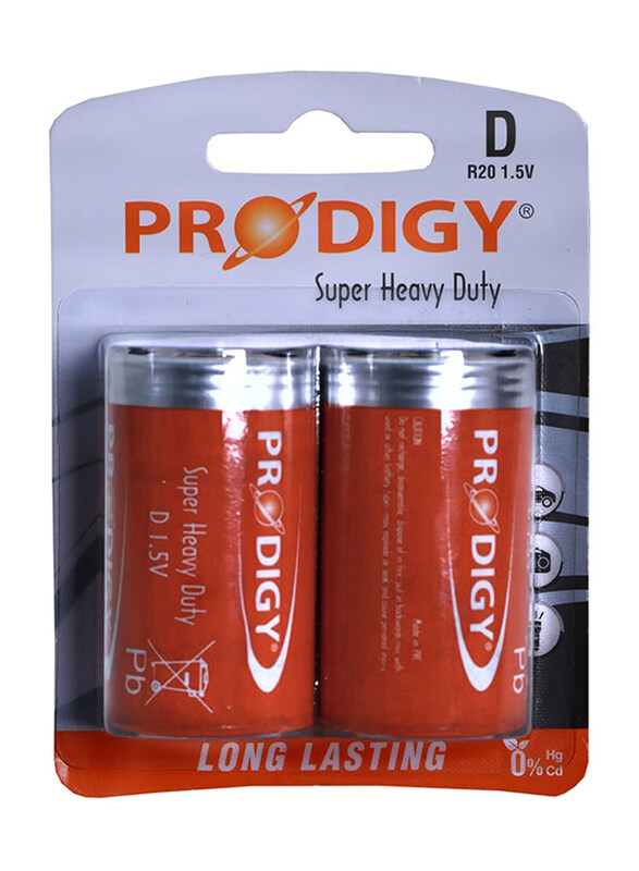 

Prodigy R20PVC 1.5V Super Heavy Duty, D, 2 Pieces, Silver