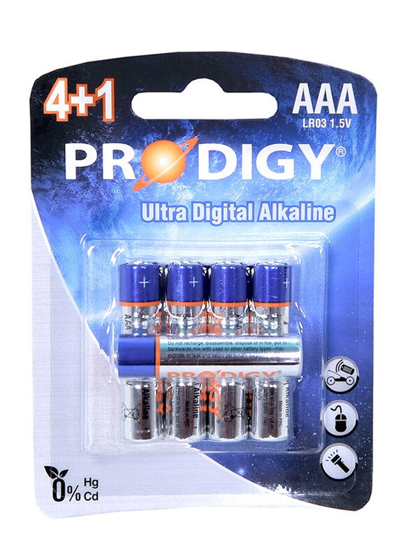 

Prodigy LR03UD Alkaline, 4+1 AAA, 5 Pieces, Silver