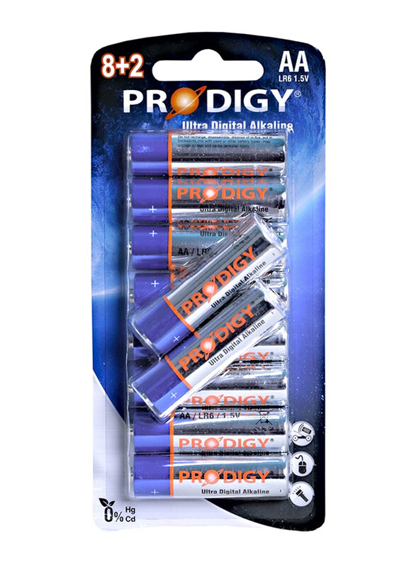 

Prodigy LR6UD Alkaline, 8+2B AA, 10 Piece, Silver