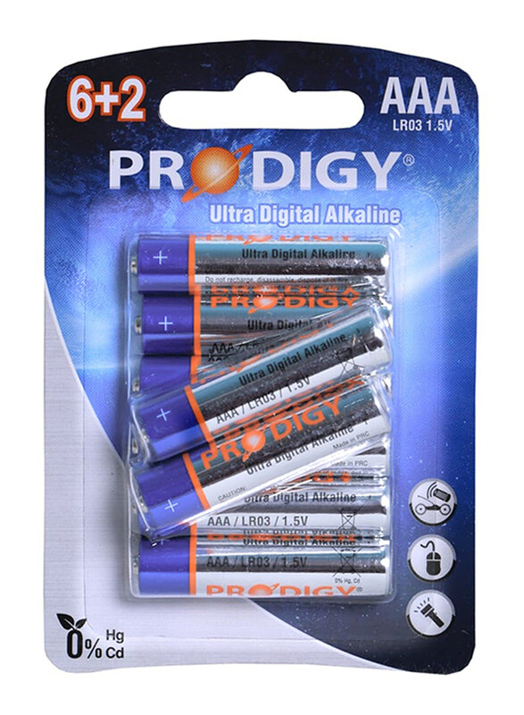 

Prodigy LR03UD Alkaline, 6+2B AAA8, Pieces, Silver