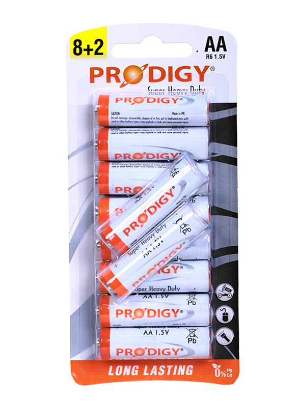 

Prodigy R6PVC 1.5V Super Heavy Duty, AA, 10 Pieces, Silver