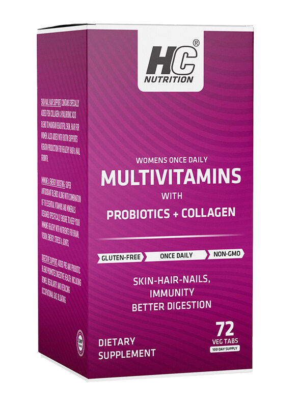 

HC Nutrition Women's Once Daily Multivitamin with Probiotics + Collagen, 72 Tablets