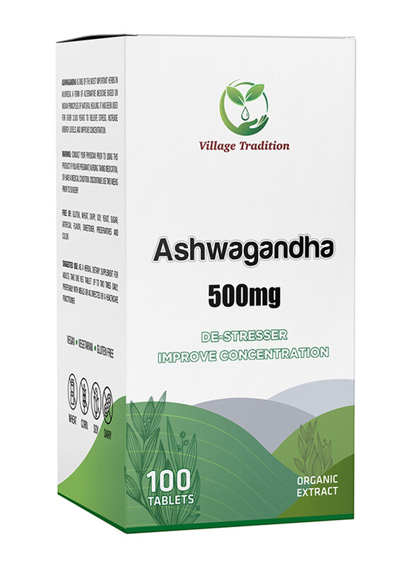 

Village Tradition Ashwagandha, 500mg, 100 Veg Tablets