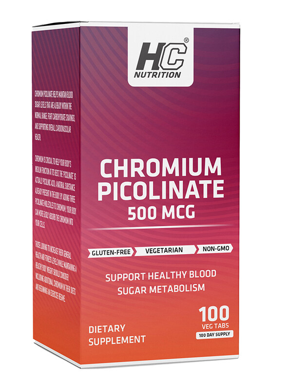 

HC Nutrition Chromium Picolanate, 500mg, 100 Tablets
