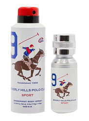 Beverly Hills Polo Club 2-Piece Sport No.9 Gift Set for Men, 50ml EDT, 175ml Deodorant Spray