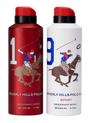 Beverly Hills Polo Club Sport Deodorant Spray for Men, 175ml, 2 Pieces