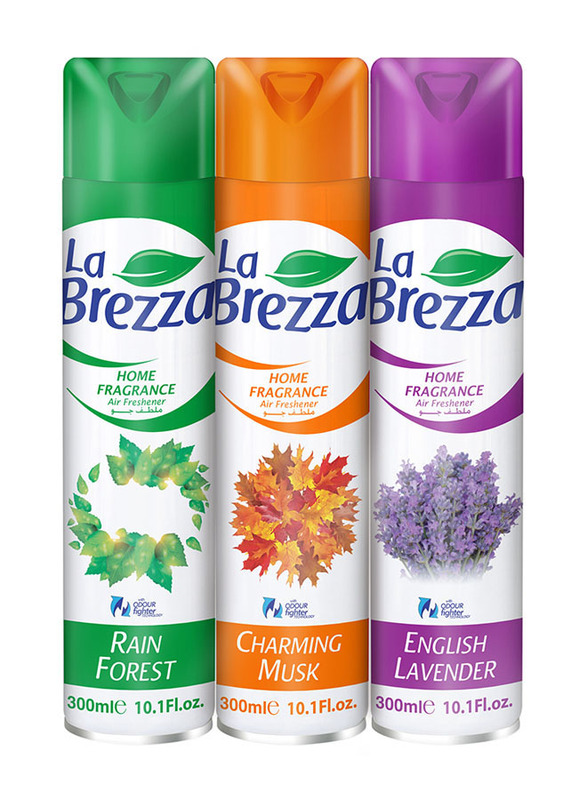La Brezza Rain Forest, Charming Musk & English Lavender Home Fragrance Air Freshener, 3 Pieces, 300ml