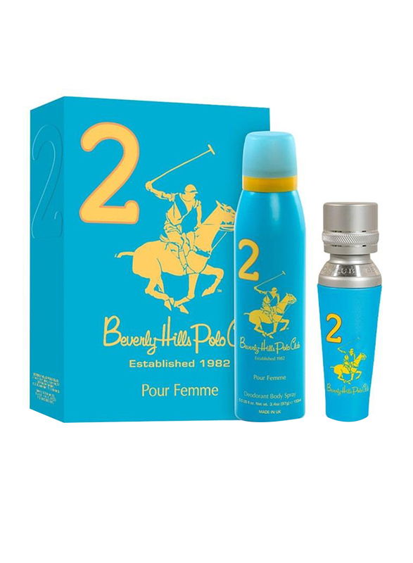 Beverly Hills Polo Club 2-Piece Sport No.2 Gift Set for Women, 100ml EDP, 150ml Deodorant Spray