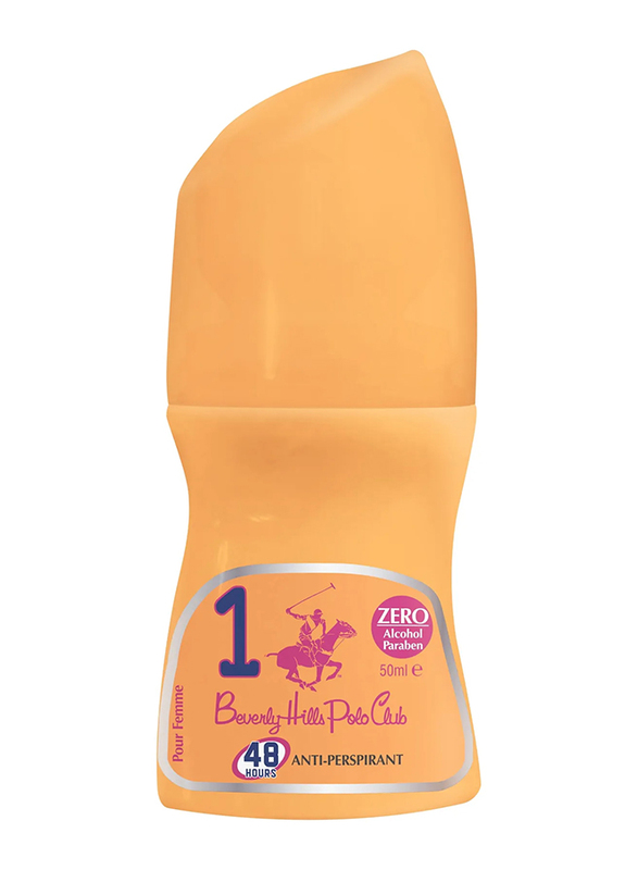 Beverly Hills Polo Club No. 1 Antiperspirant Roll-On for Women, Peach, 50ml