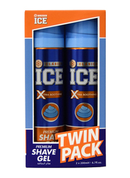 Clasico Ice Xtra Soothing Premium Shaving Gel Twin Pack, Blue, 2 Pieces