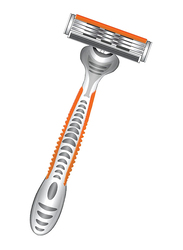 Clasico Ice Triplex Sport Disposable Triple Blade Razor for Men, Orange/Silver, 5 Pieces