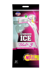 Clasico Ice Blush 3 Disposable Triple Blade Razor for Women, White/Pink, 3 Pieces