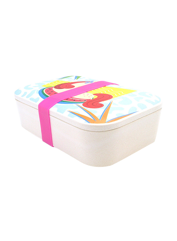 Puckator Bambootique Eco Friendly Tropical Unicorn Reusable Lunch Box, White