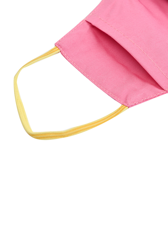 Pro Mask 100% Cotton Reusable Face Mask for Women with 3-Layer Protection from Covid Virus, 904600, Pink/Yellow, 1 Mask