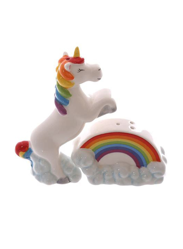 Puckator Unicorn On Rainbow Salt And Pepper Set, White