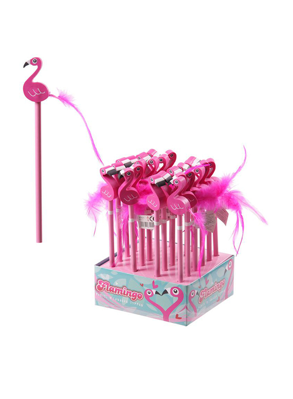Puckator Funky Flamingo Pencil With Eraser Topper, Pink