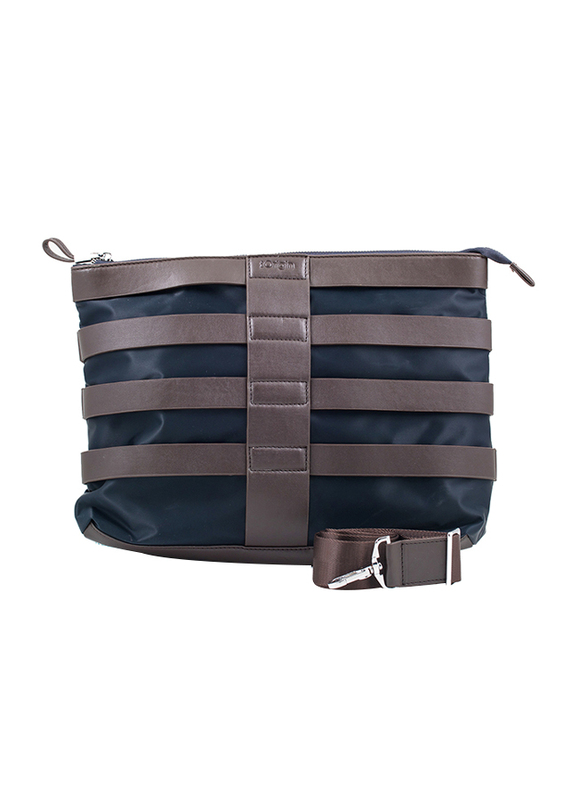 Iorigin 12-inch Slim Laptop Shoulder Bag, Black/Brown