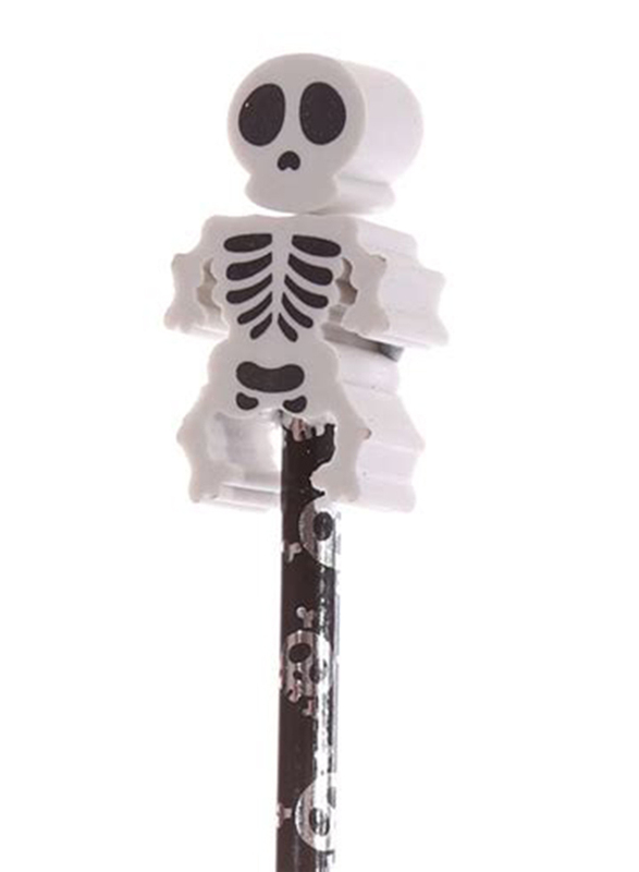 Puckator Fun Skeleton Pencil With Eraser Topper, Black/White