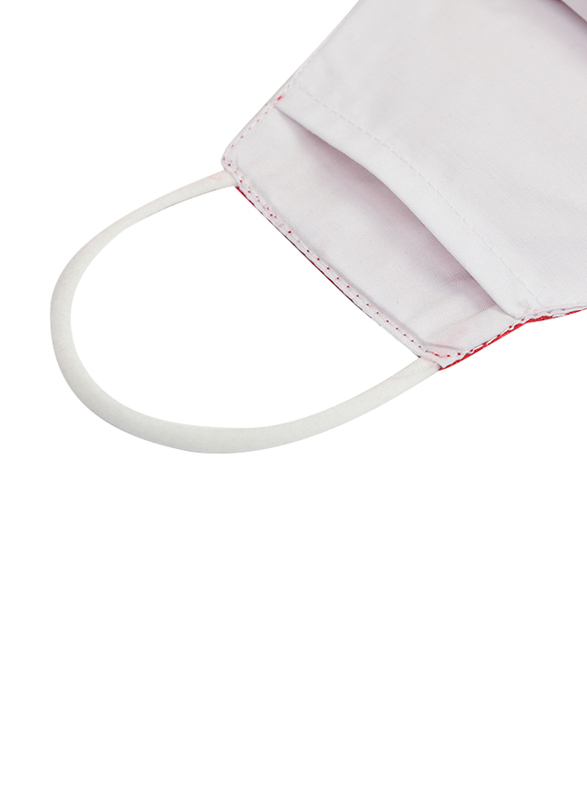 Pro Mask 100% Cotton Reusable Face Mask for Women with 3-Layer Protection from Covid Virus, 903801, White/Red, 1 Mask