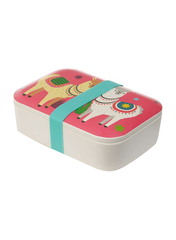 Puckator Bambootique Eco Friendly Llamapalooza Reusable Lunch Box, White/Pink