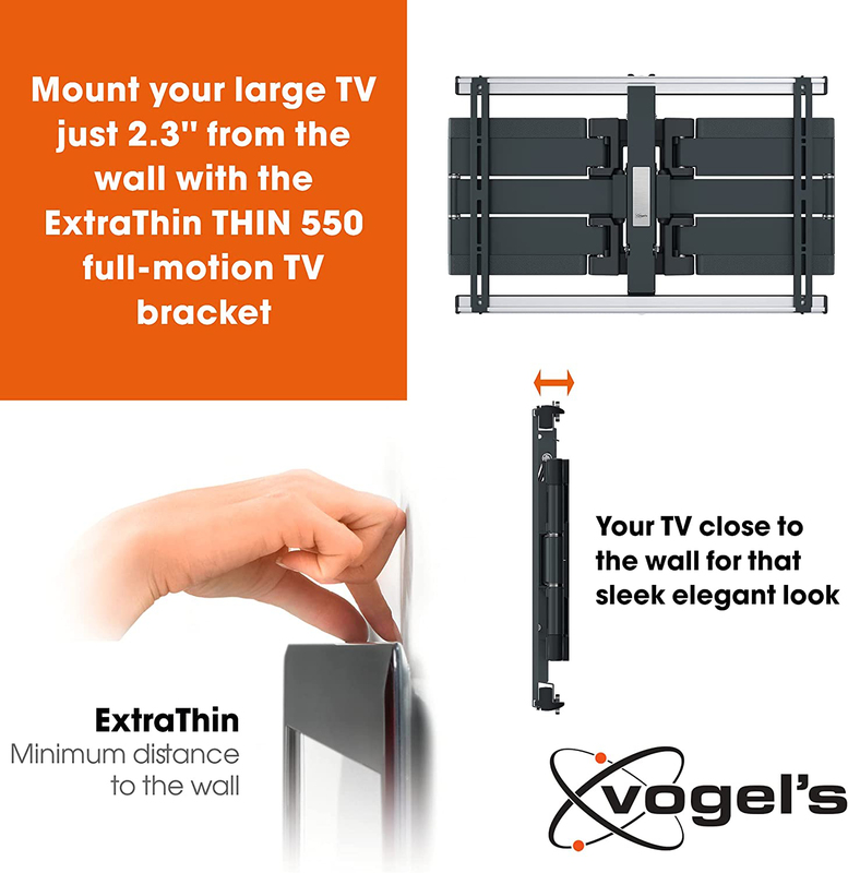 Vogel's Thin 550 Ultra Strong Full-Motion Ultra Slim TV Wall Mount for Large TVs, Black
