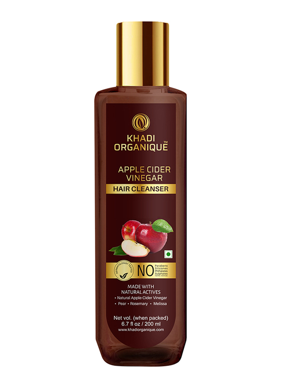 Khadi Organique Apple Cider Vinegar Hair Cleanser Shampoo for Sensitive Scalps, 200ml