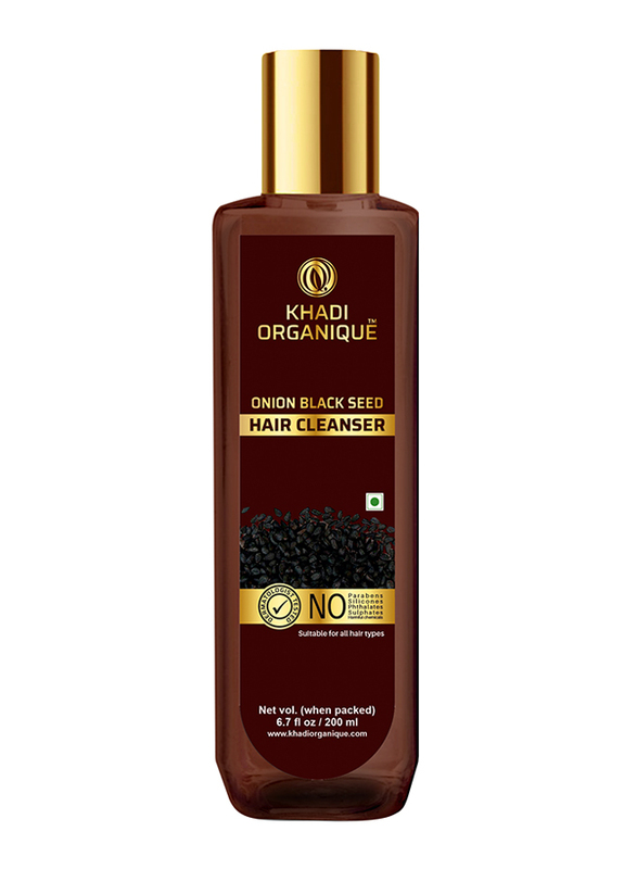 Khadi Organique Onion Black Seed Hair Cleanser Shampoo for Sensitive Scalps, 200ml
