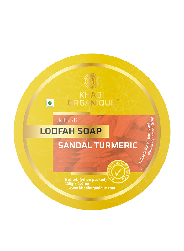 Khadi Organique Sandalwood And Turmeric Loofah Soap Bar, 125gm