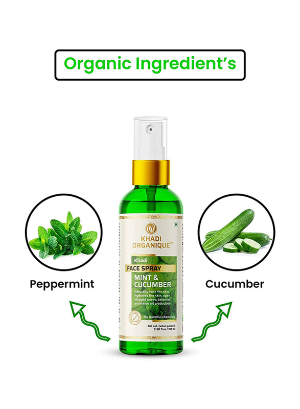 Khadi Organique Mint Cucumber Face Freshener Spray, 100ml