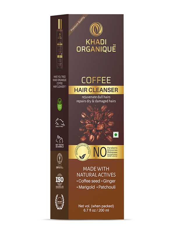 Khadi Organique Coffee Hair Cleanser Shampoo for Sensitive Scalps, 200ml