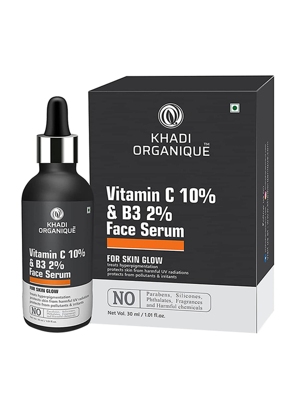 Khadi Organique Vitamin C (Ethyl Ascorbic Acid) 10% + B3 Face Serum, 30ml
